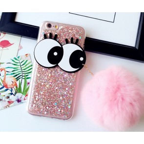 Sparkly Eye Case with Pom Pom for iPhone 7 Plus