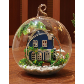 Voice Control Led Lights DIY Miniature House Model Glass Globe Ornament