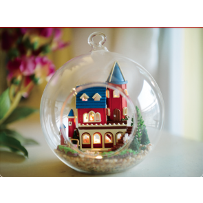 Alice Wonderland DIY Miniature House Model Glass Globe Ornament with Led Lights Christmas Gift Idea