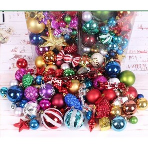 Mega Bulb and Ornament Christmas Tree Decoration Pack - 75 PCS