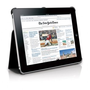 Macally Bookstands Sand Suede Skyddsfodral & Bordsställ till iPad