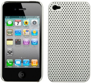 iPhone 4 Blanco Perforado Funda De Snap Tacto Suave Genérica Flexgrip Incase Griffin